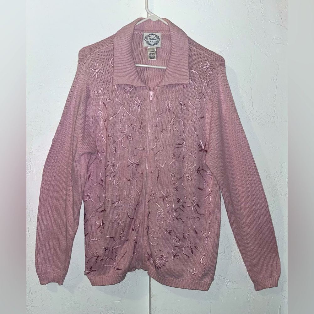 Stitches In Time Vintage Pink Zip-Up Cardigan